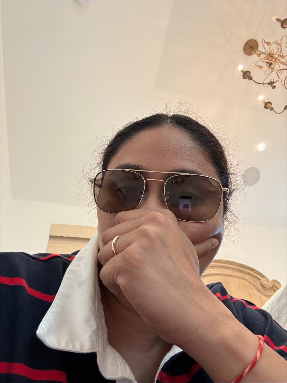 Uniqlo Gold-Frame Sunglasses with Brown Lenses